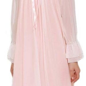 Women’s Long-sleeve Mesh Nightdress Princess Vintage Nightgown Lace Sleepwear Pajamas