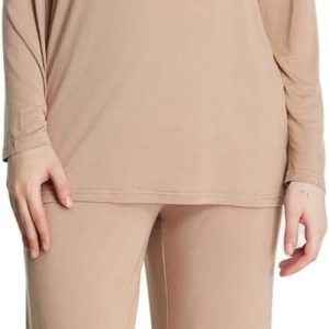 Loungewear Set pajamas Womens sleepwear Bamboo Viscose Long Sleeve t shirt Long Pants Super Soft Novelty Pjs Set