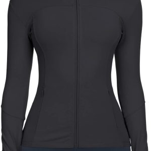 Workout Jackets for Women Full Zip Athletic Running Track Jacket with Pockets Slim Fit Yoga Jacket with Thumb Holes
