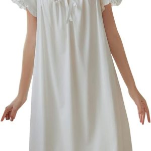 Women’s Nightgowns Sleepshirts Lace Ruffle Princess Nightdress
