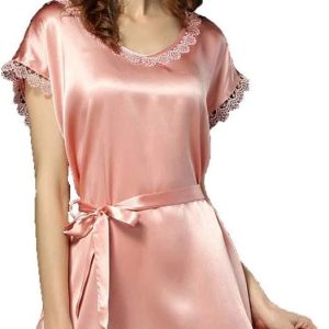 Women’s Silk Pajamas,1-Piece Nightdress Sleepwear,Loose&Free Size,100% Silk(Main),5 Colors,真丝睡衣