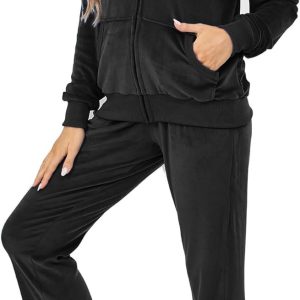 Velour Track Suits for Women Set Fall Sweatsuits 2 Piece