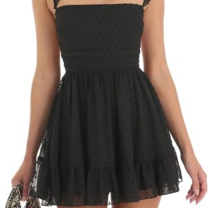 Women Graduation Dress Spaghetti Straps Sleeveless Short Dresses Y2k Low Cut Bodycon Going Out A-Line Mini Dress