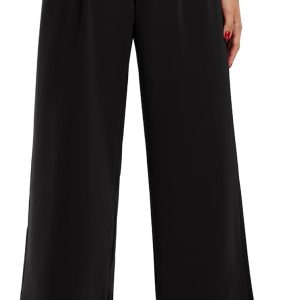 Libin Women’s Wide Leg Pants High Waisted Work Dress Pants Loose Fit Back Elastic Waist Business Casual Trousers Office