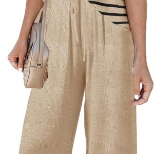 Sets for Women Spring Outfits for Women 2024 Travel Wide Leg Pant Summer Two Piece Sets Lounge Matching Sets